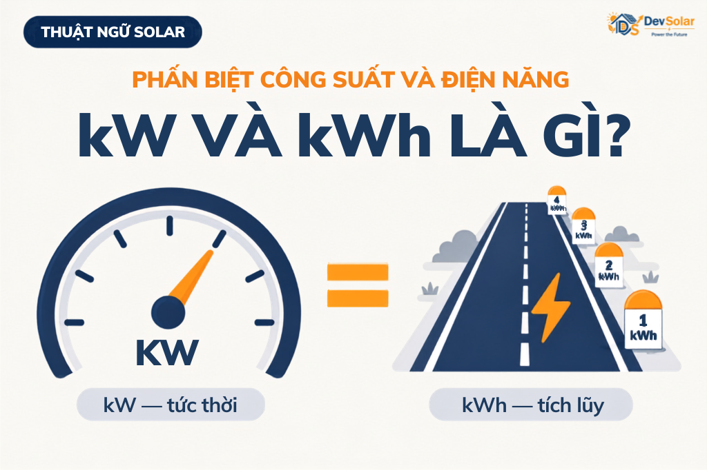 kW Và kWh Là Gì? Phân Biệt Công Suất Và Điện Năng Trong Hệ Thống Điện Mặt Trời